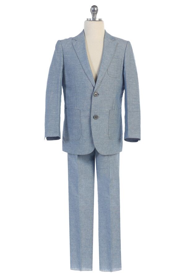 Y601-1504 Linen Suit in Light Blue