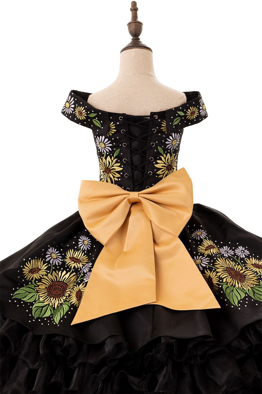 Charro negro de niña con girasoles