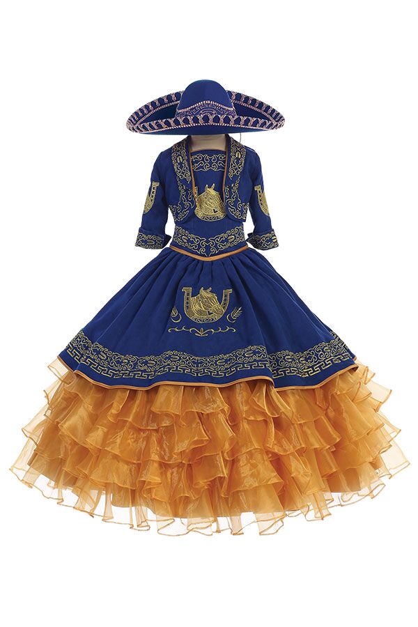 CH200 Royal and gold charro dress outfit