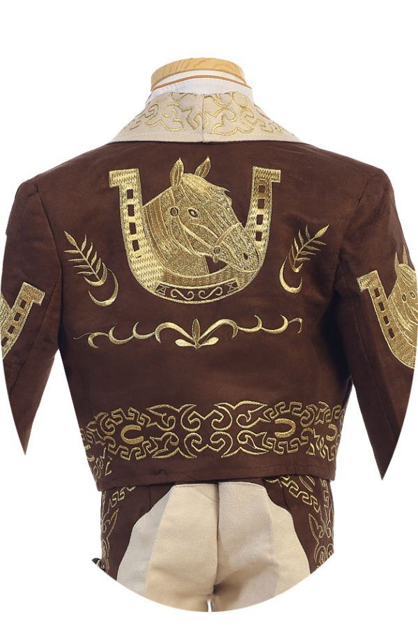 CH929-B Brown and Ivory charro suit for boys - Image 3