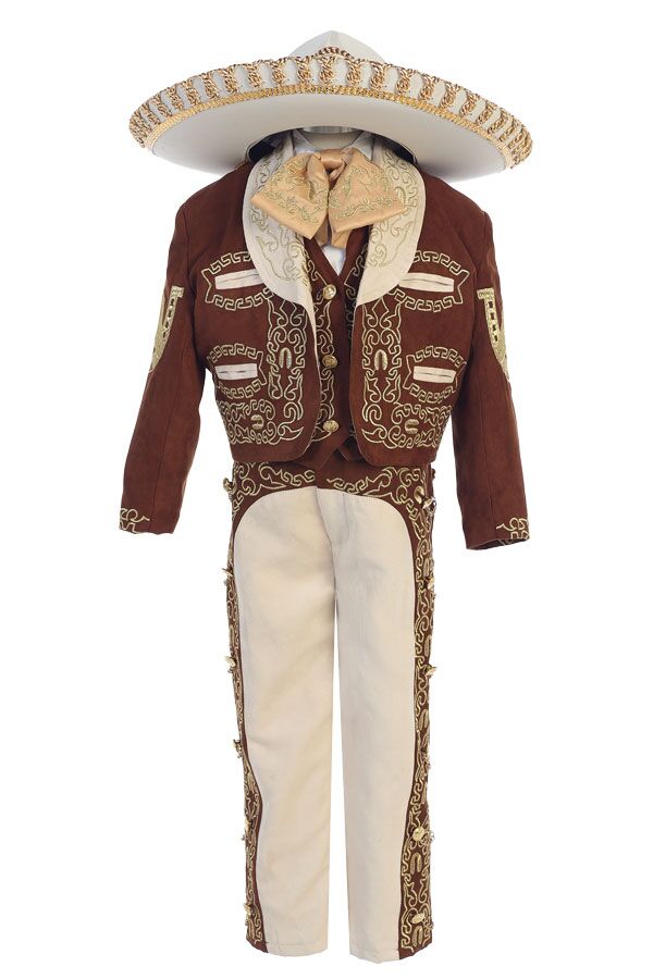 CH929-B Brown and Ivory charro suit for boys - Image 4