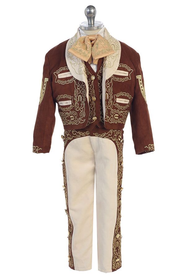 CH929-B Brown and Ivory charro suit for boys - Image 2