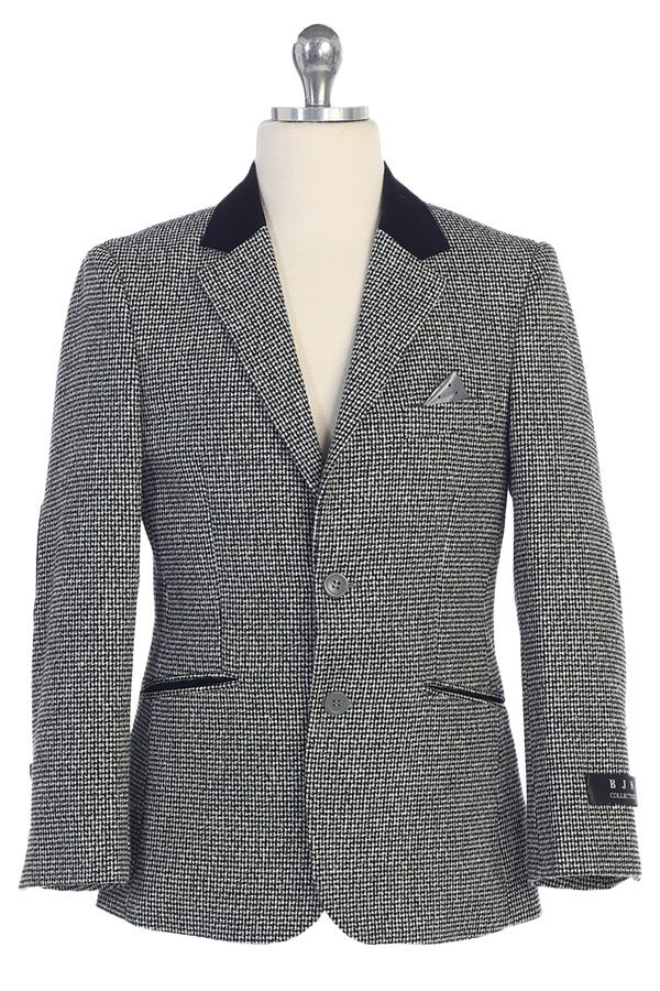 BJ4005-999 Classic hounds-tooth blazer jacket for boys