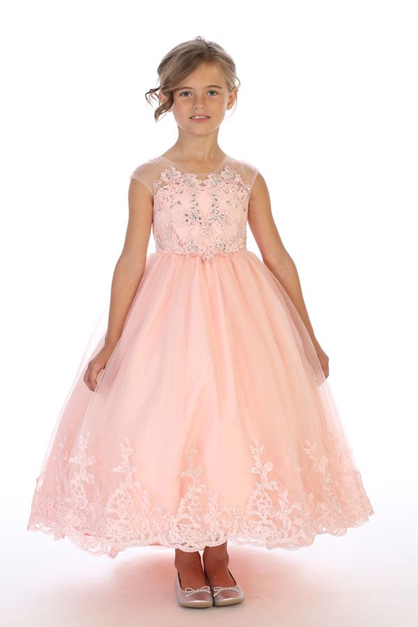 8048 Blush dress with slight high low