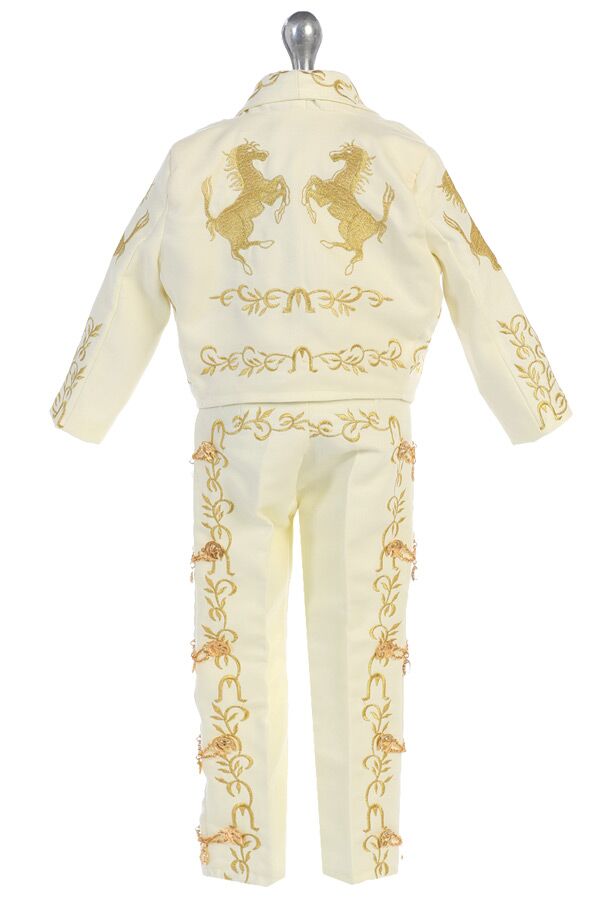 CH926-I Ivory Charro suit for boys - Image 2