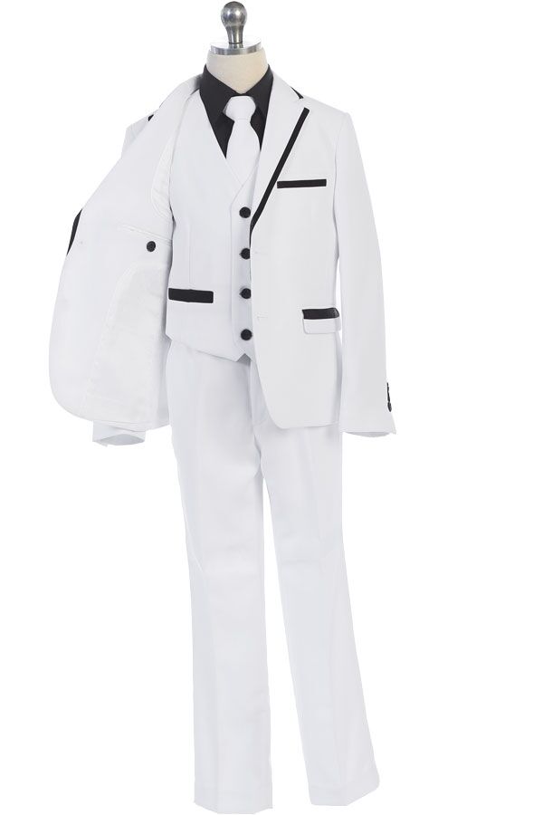 NXB0082-M99 White designer suit with black trims. - Image 3