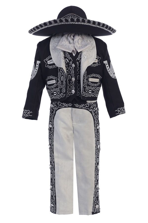 CH930-B/S Black and grey charro suit for boys