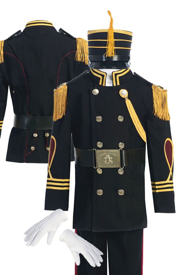 cadet suit for boys in black and gold