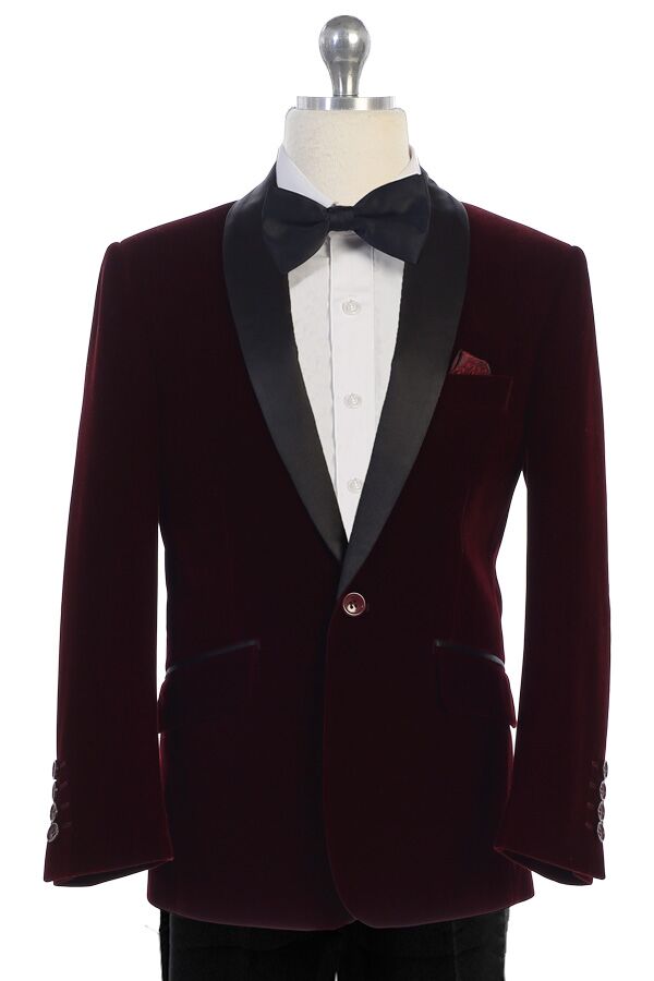 bijan kids 8088 burgundy velvet suit