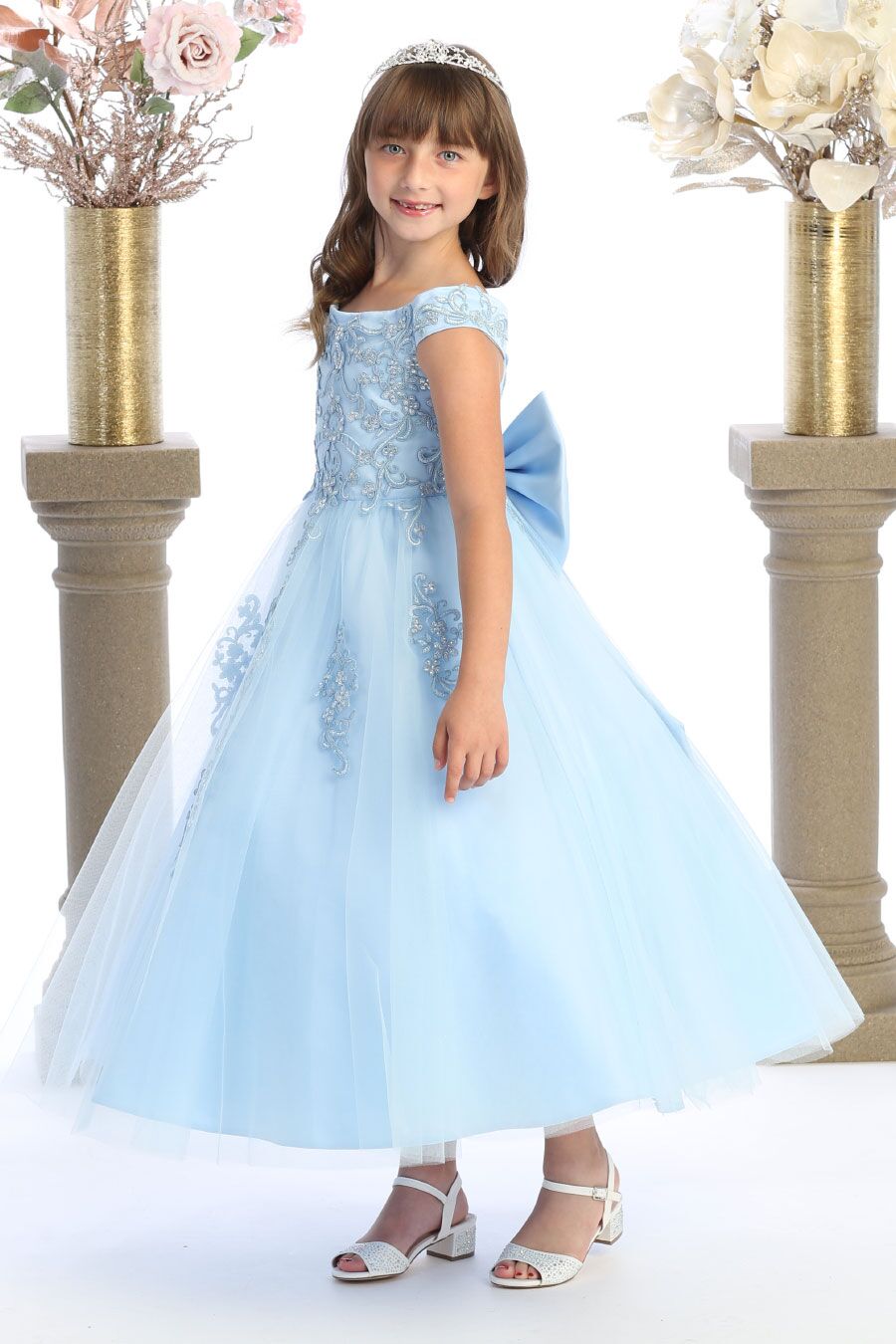 Baby blue flower girl dress