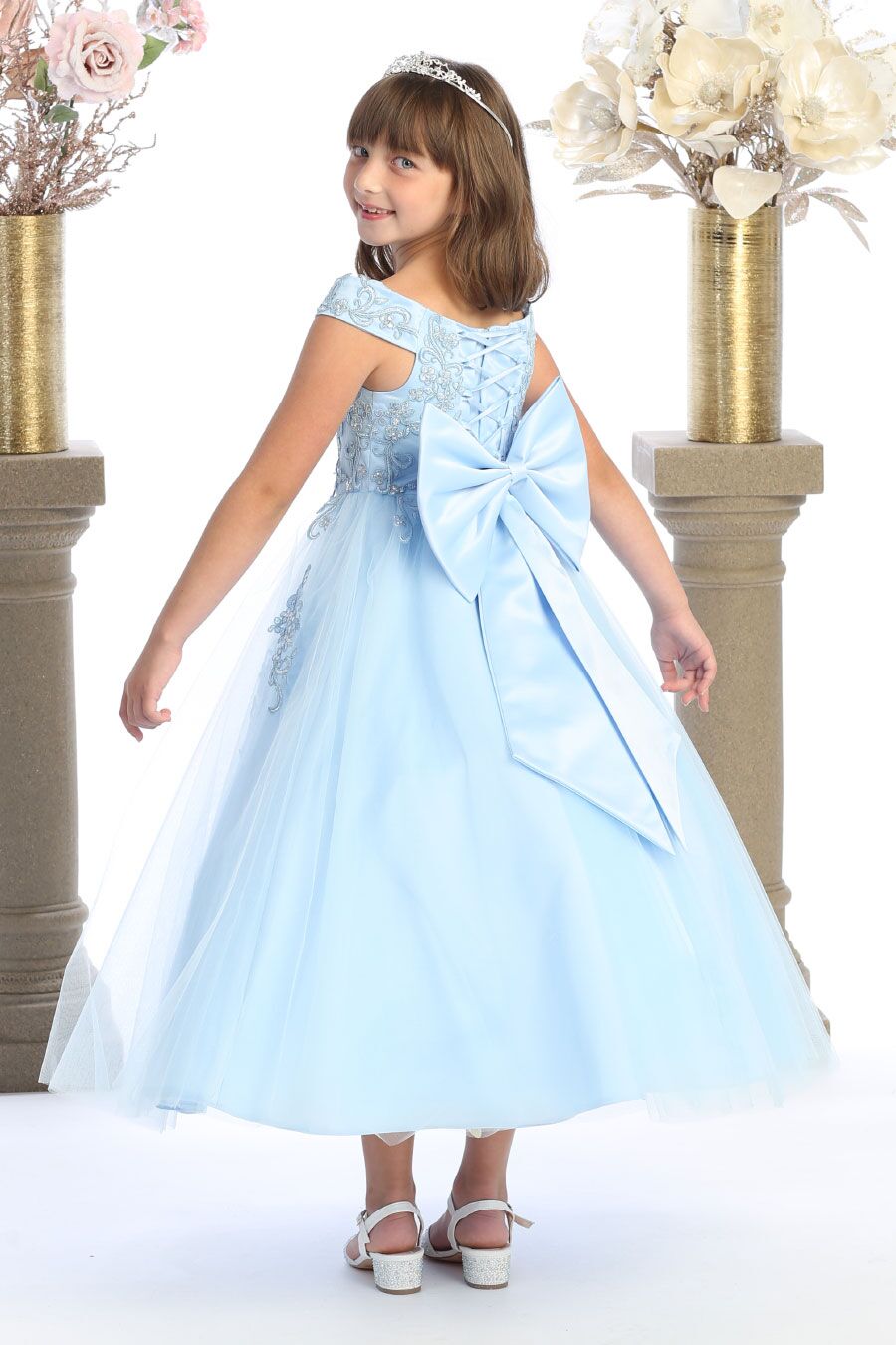 9016 Girls simple flower girl dress in Baby Blue, Coral, and Lavender - Image 10