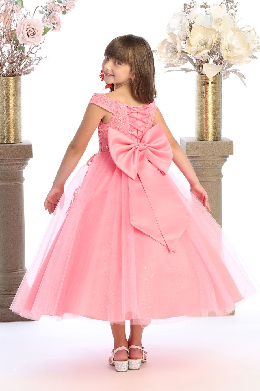 9016 Girls simple flower girl dress in Baby Blue, Coral, and Lavender - Image 8