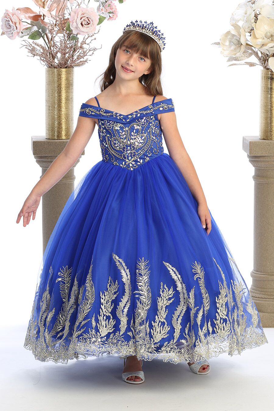 8042-2 Royal blue with gold dress