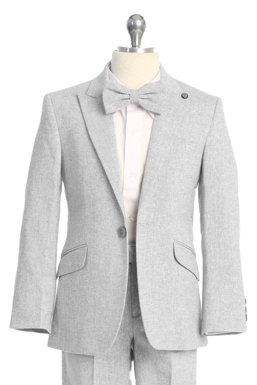 7008-2 Light Grey Linen Suit for boys 3piece