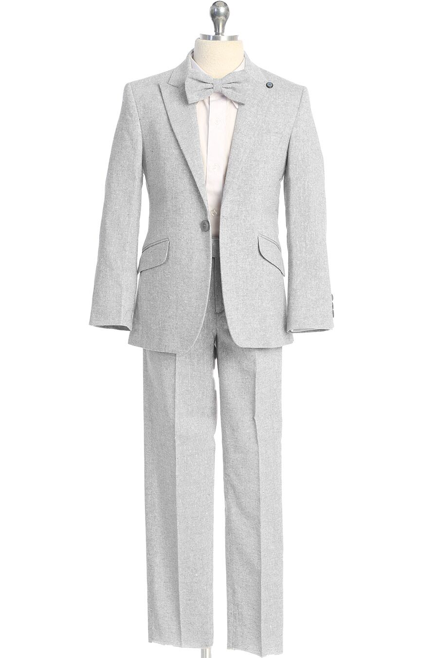 7008-2 Light Grey Linen Suit for boys 3piece - Image 3