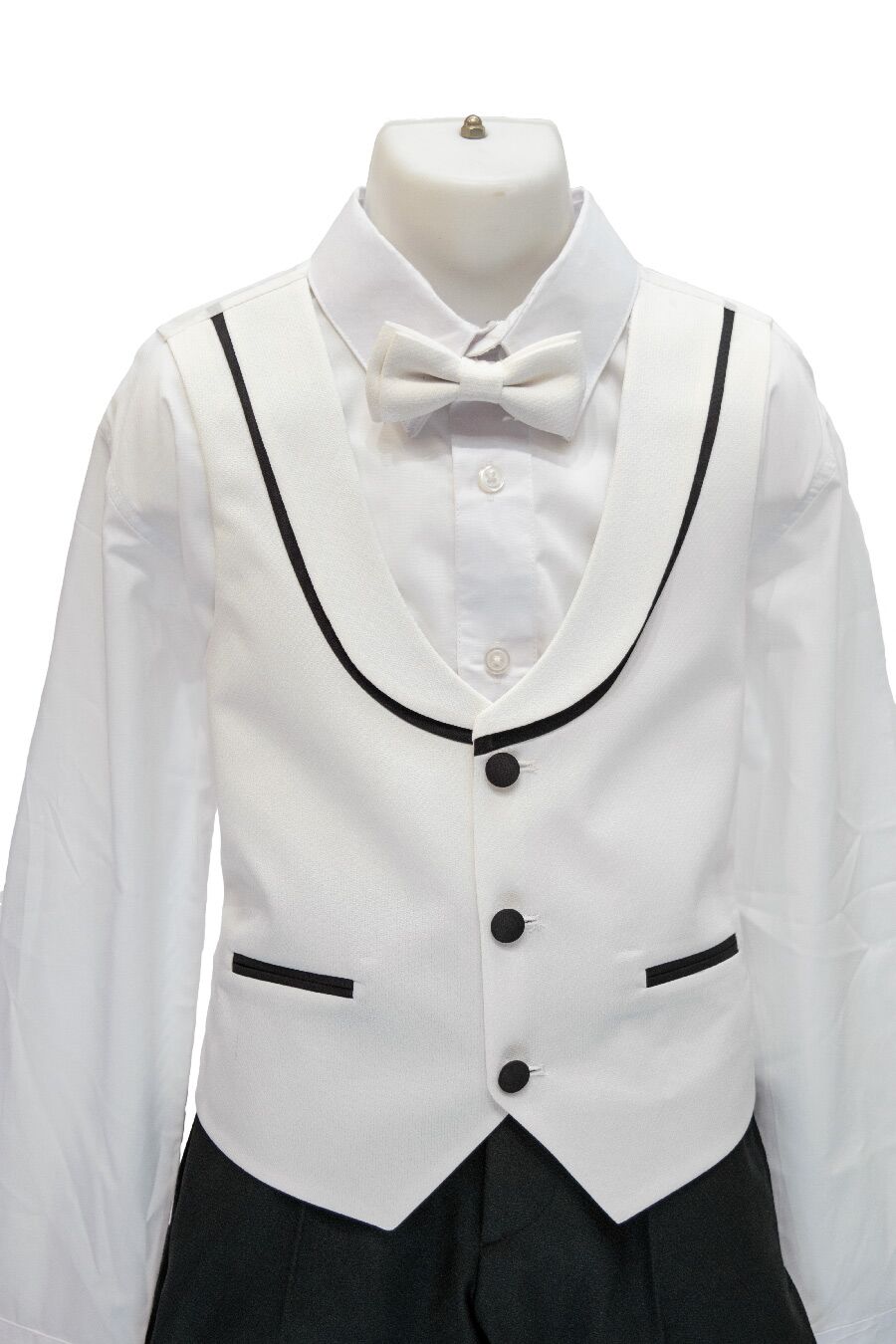 Ivory and black tuxedo with vest