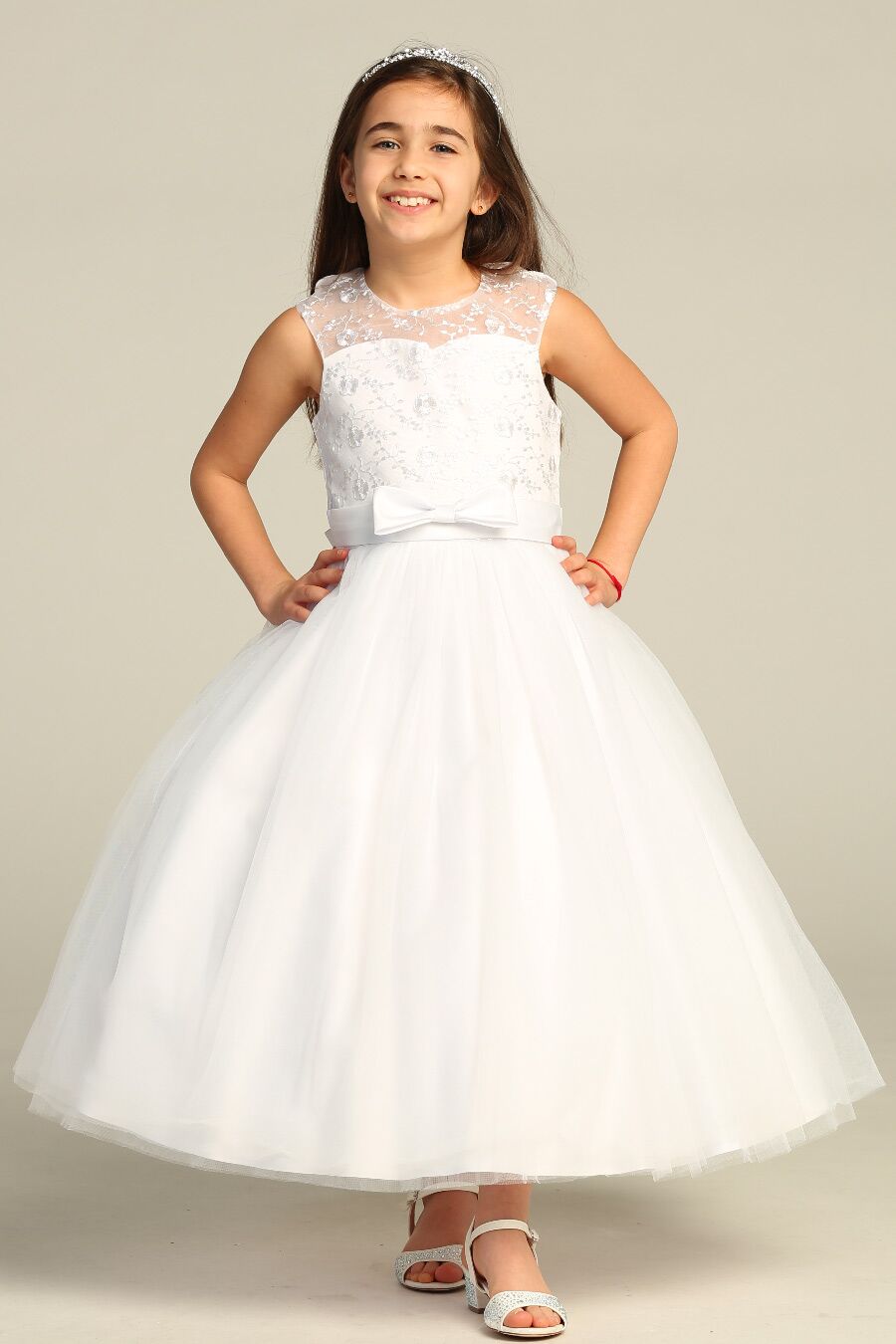 white communion dress for girls with a nice embroidered top
