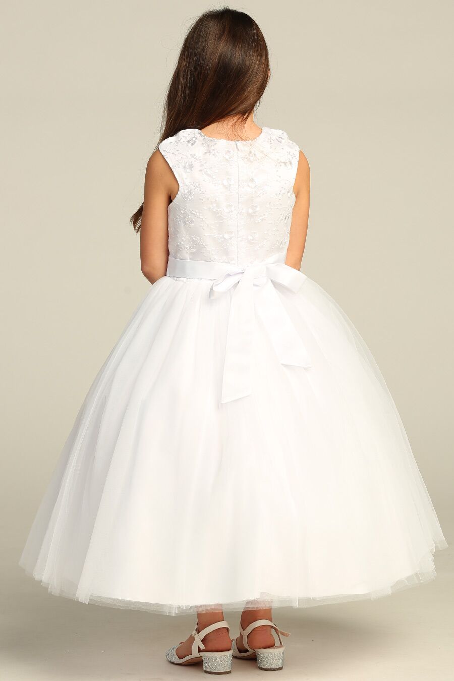 KE07 simple White Tulle Dress - Image 2