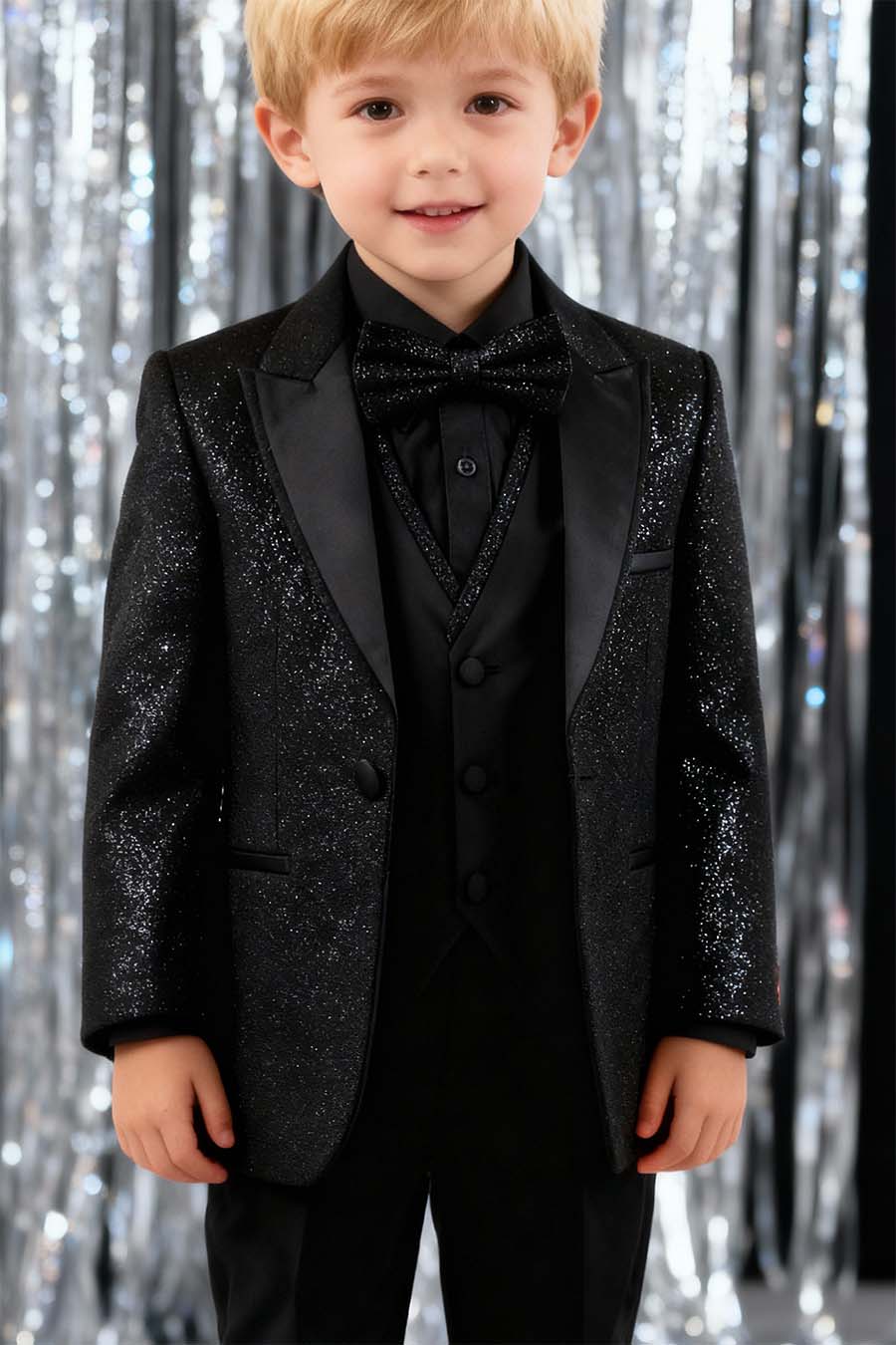 boys black glitter suit