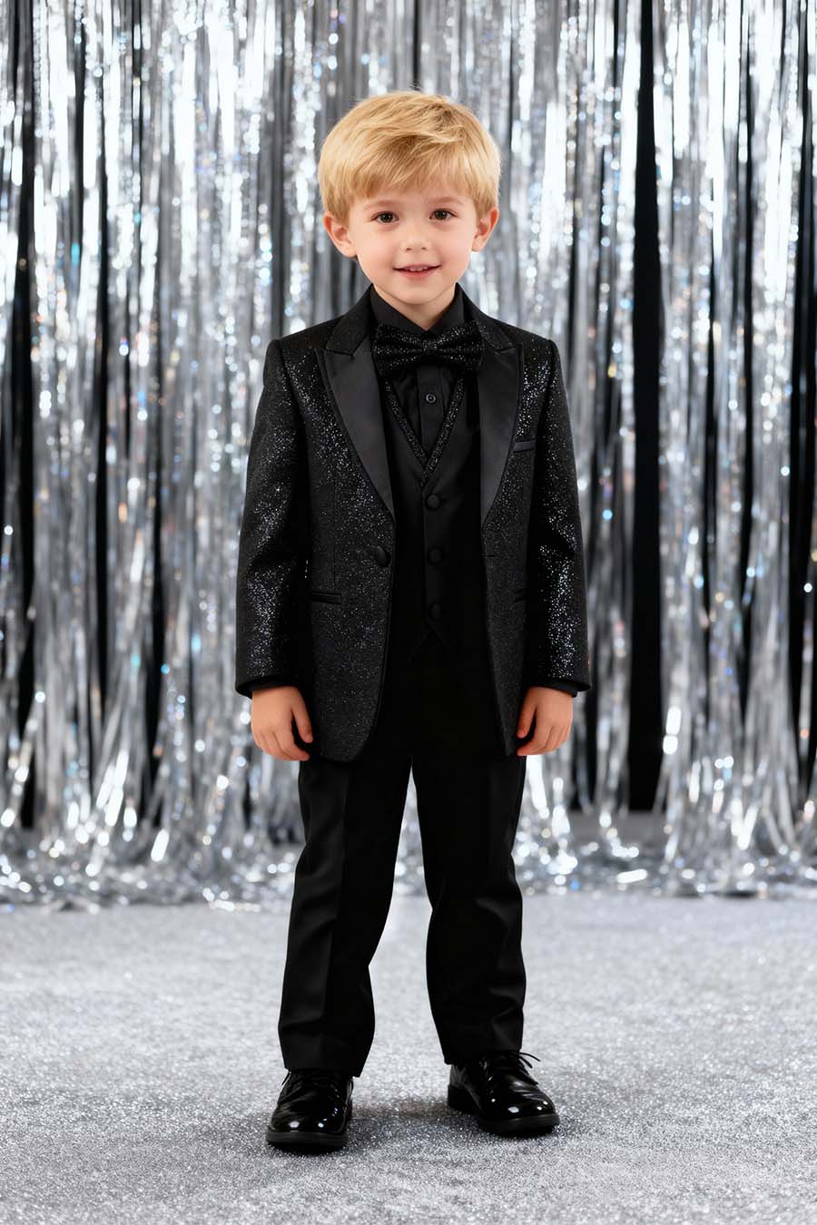 2022SH-1 Black Glitter Boys suit - Image 3