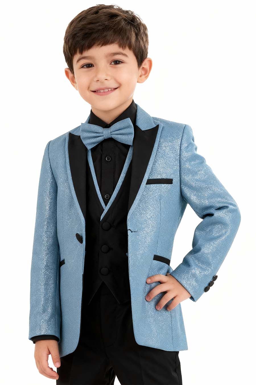 dusty blue glitter suit