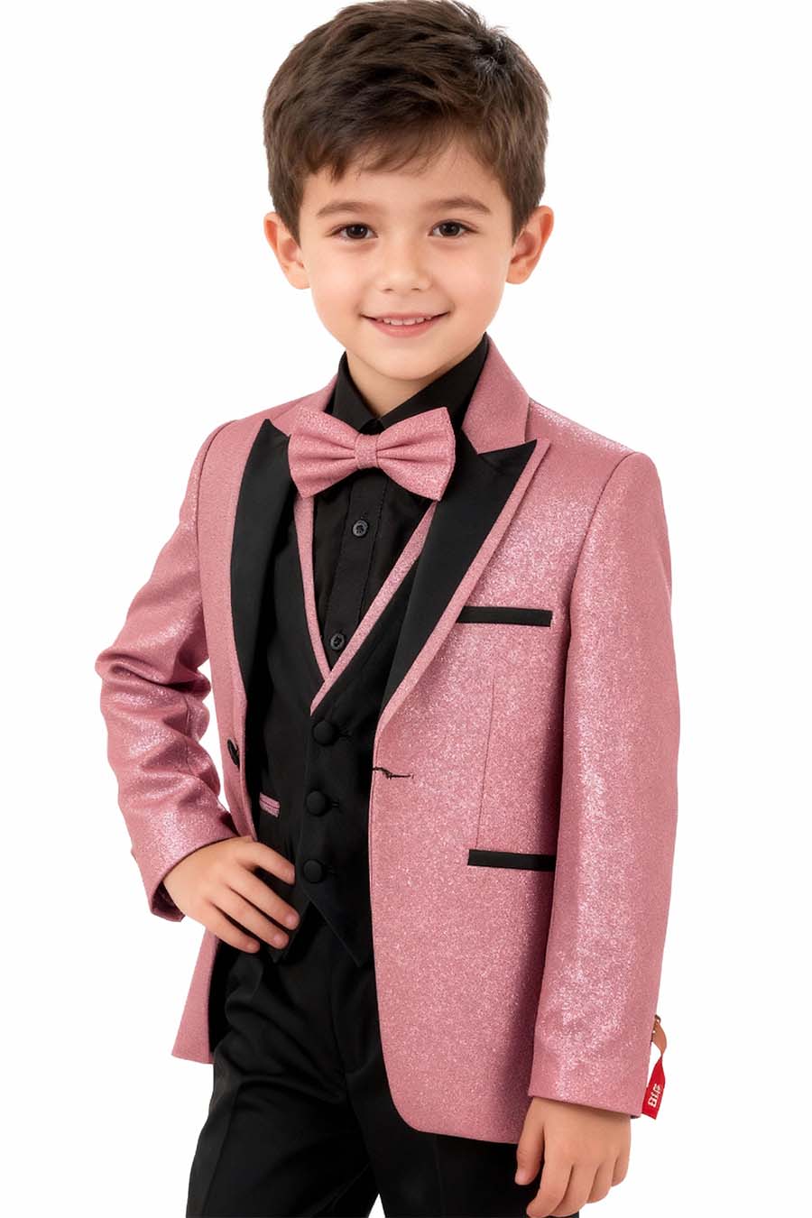 boys dusty pink glitter tuxedo