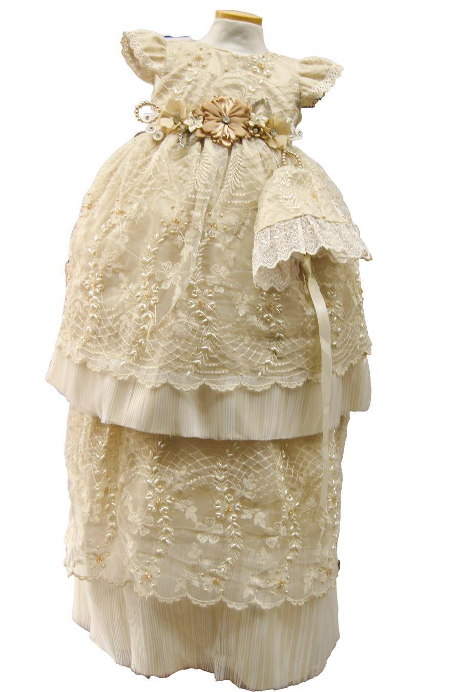 Girl's dark ivory baptism gown