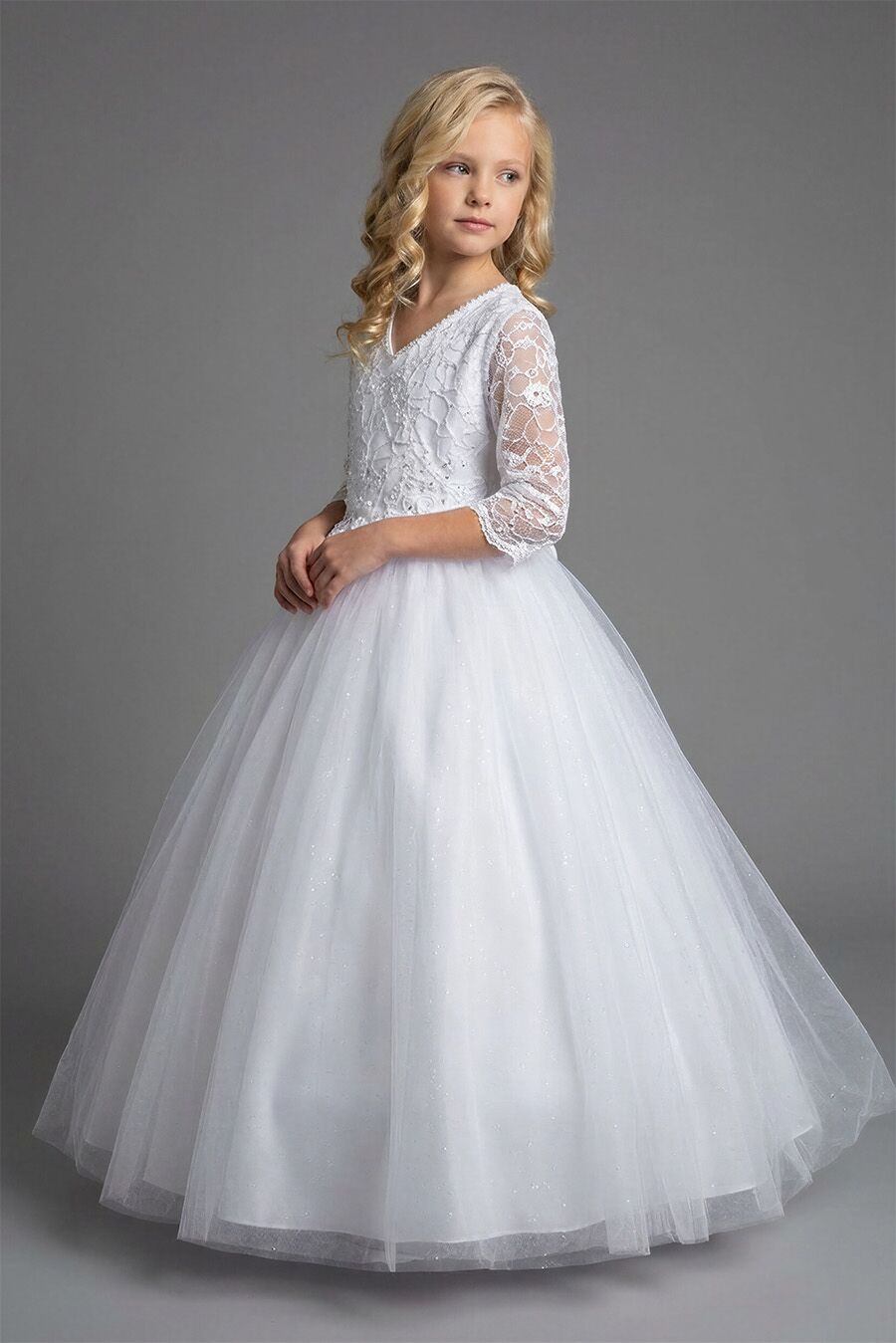 long white dress with 3/4 sleeve