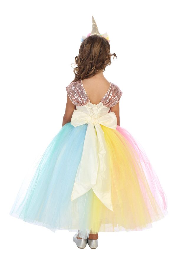 034 Girls Sequins Unicorn dress - Image 2