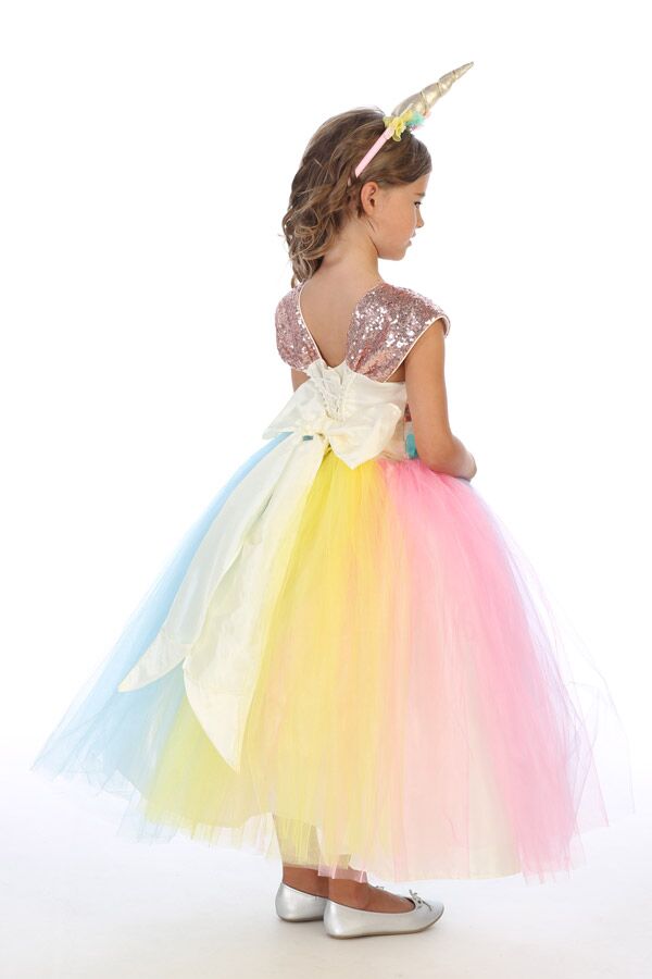 034 Girls Sequins Unicorn dress - Image 3