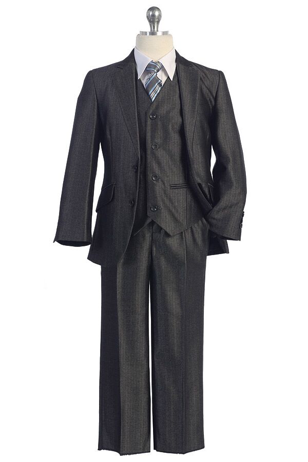 08235 Stripped boys charcoal suit