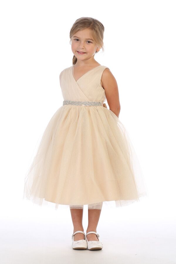 8018 Short Tulle Dress Embellished with Rhinestones