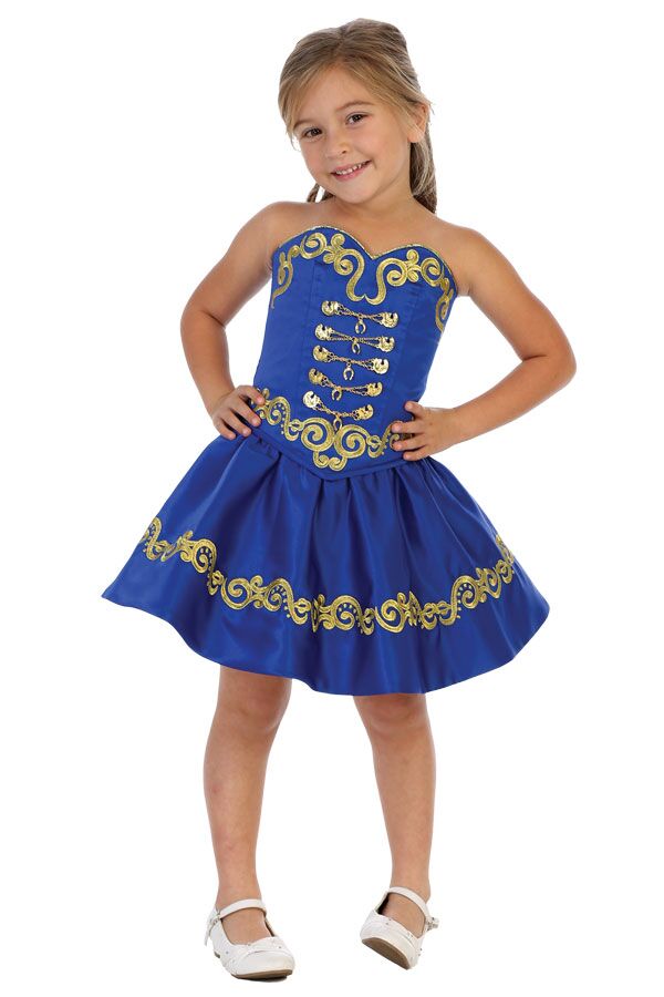 Bijan Kids charro de niña en azul rey con bordado dorado