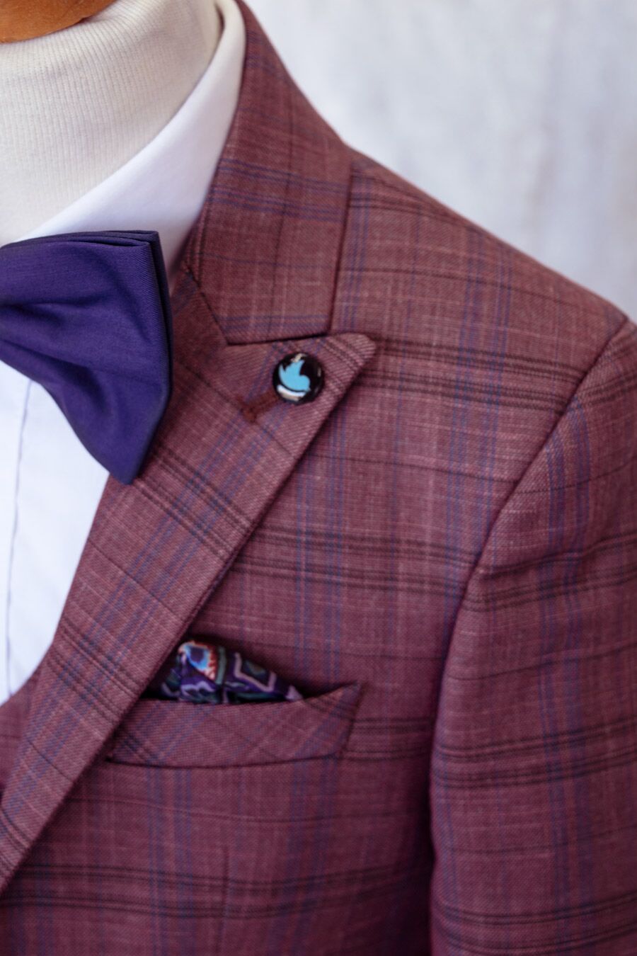 boy's burgundy and navy suit 4 pieces set