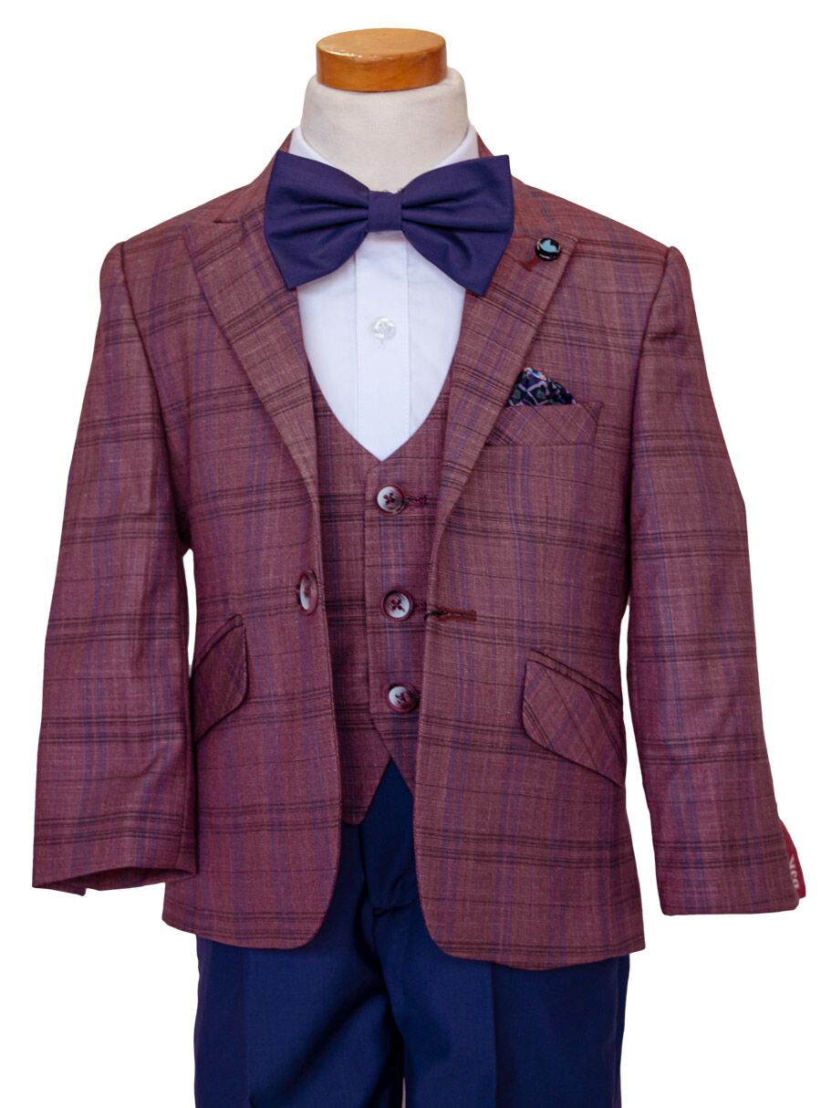 Boy's burgundy and navy suit