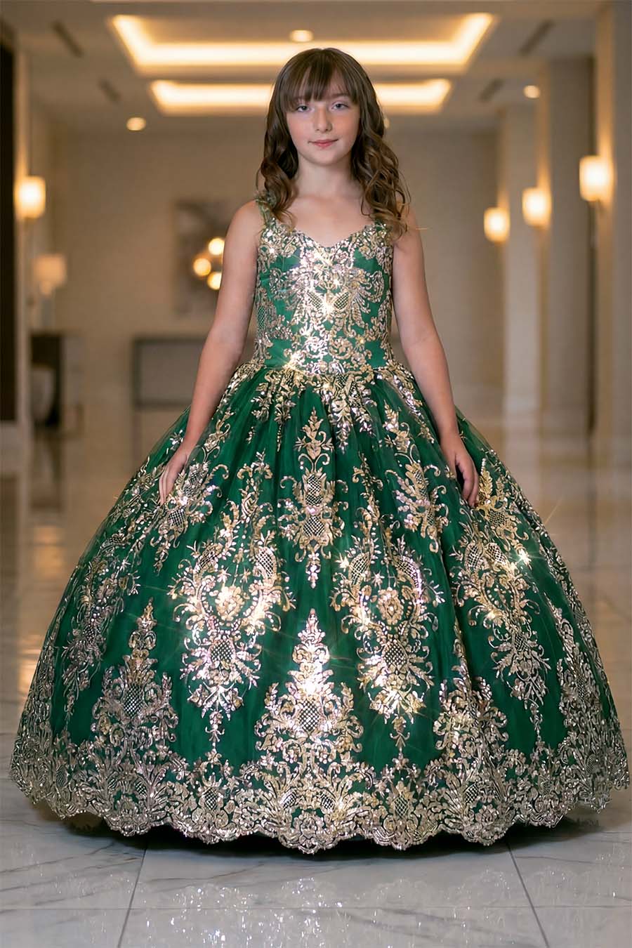 9019 Sequins ballgown with keyhole back - Image 9