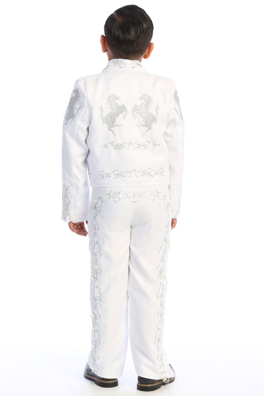CH933-W-S White and Silver charro outfit for boy's - Image 2