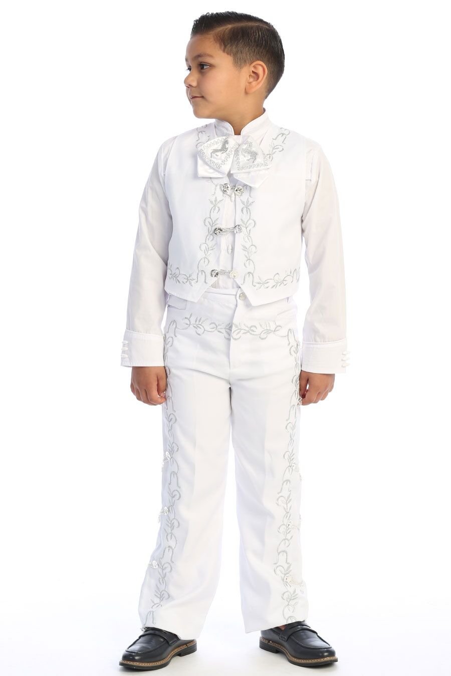 CH933-W-S White and Silver charro outfit for boy's - Image 4