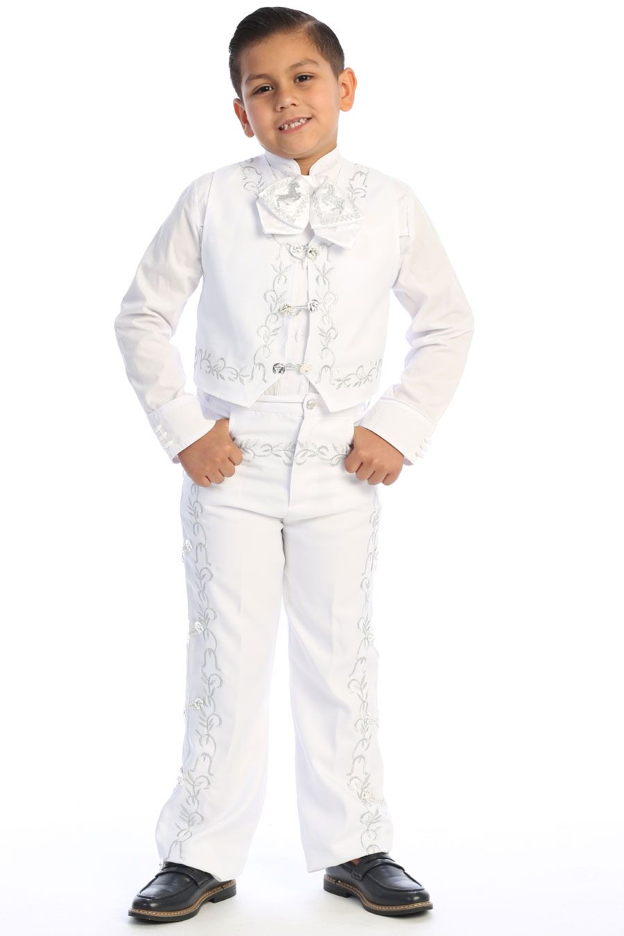 CH933-W-S White and Silver charro outfit for boy's - Image 3