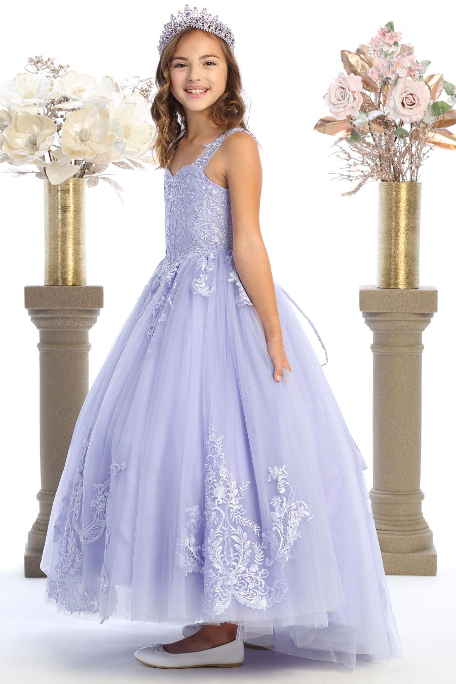 CA6026 Girls Tulle Ball Gown With Train - Image 7