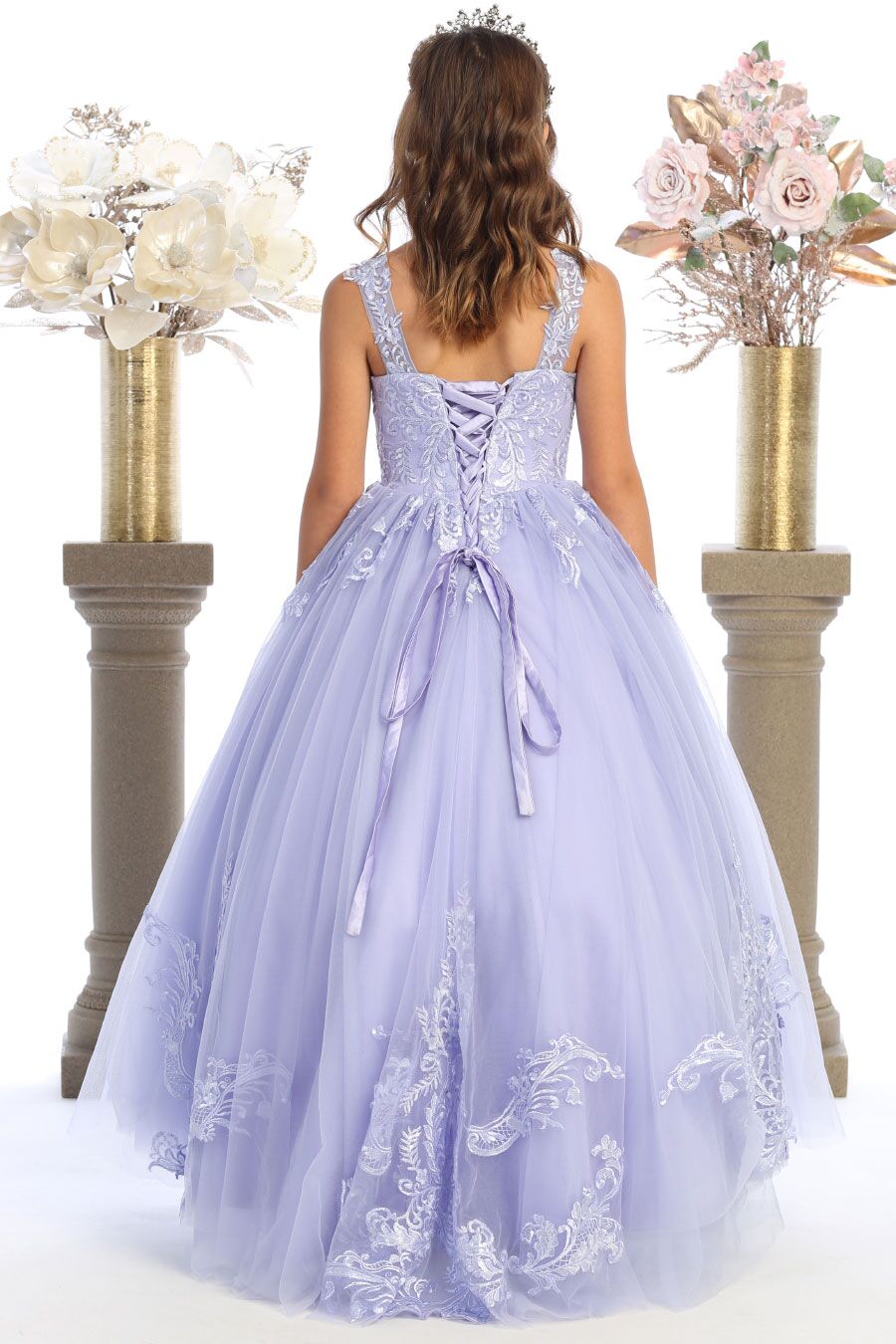 CA6026 Girls Tulle Ball Gown With Train - Image 6