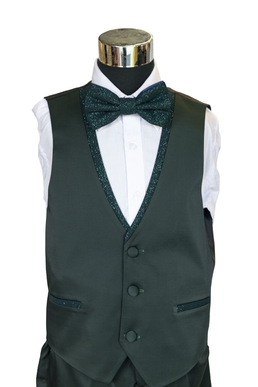 emerald green glitter vest for boys
