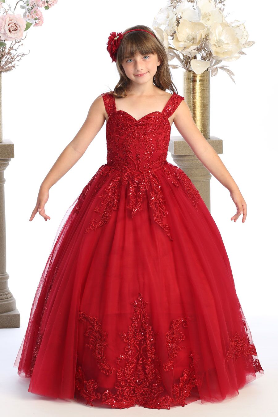 CA6026 Girls Tulle Ball Gown With Train - Image 10
