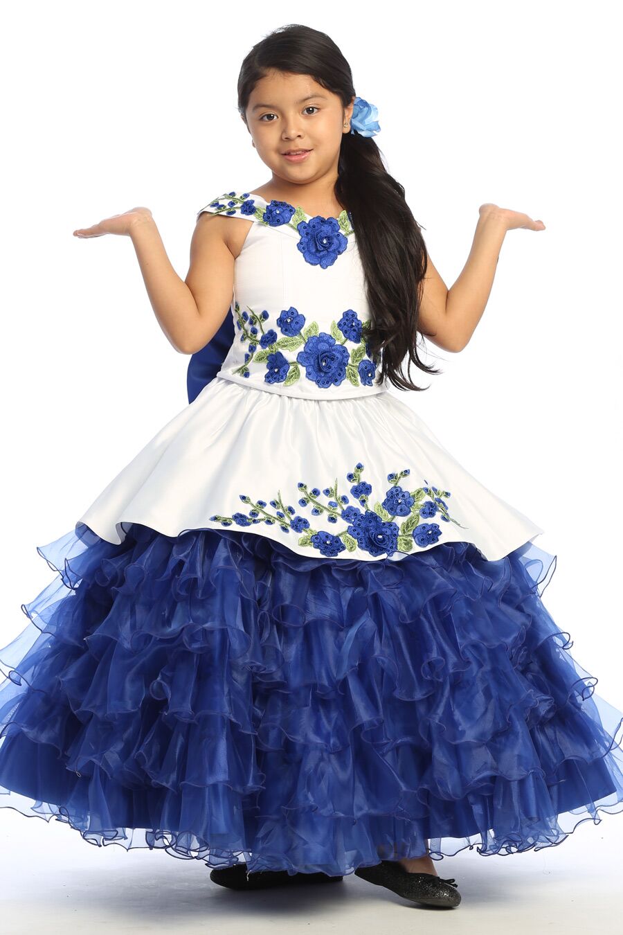 CH500 White and Royal Charra dress