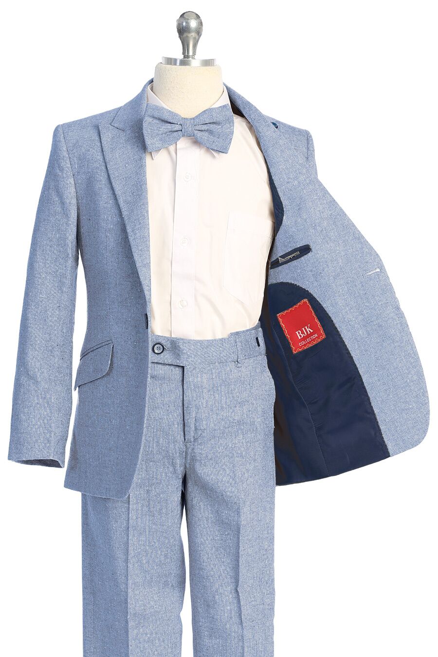 7008-8 Light Blue Linen Suit for boys 3piece