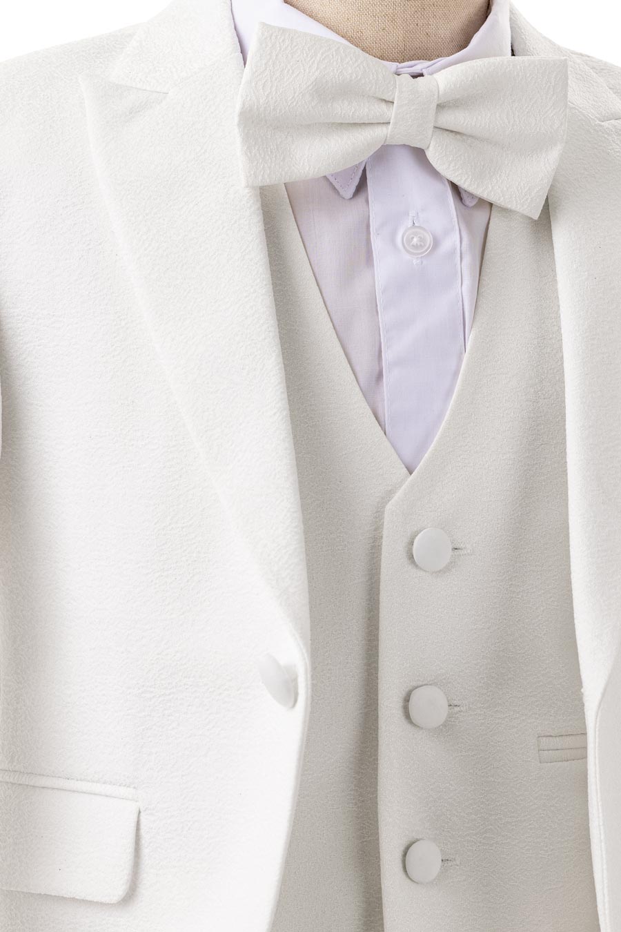 2022-1W Off-White Textured suit for boys - Image 5