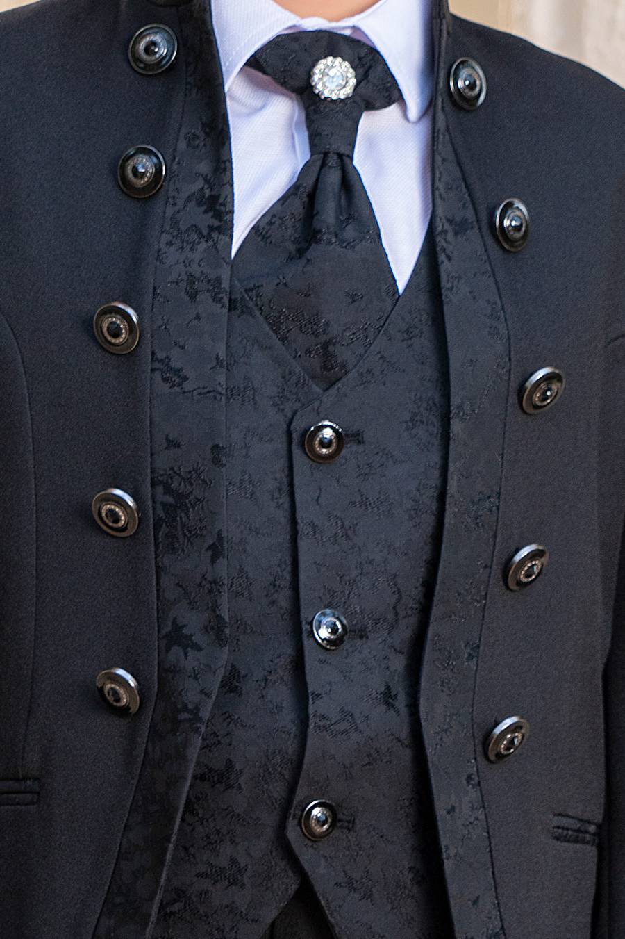 BJ20325 Black Or Navy blue tuxedo suit for boys - Image 3