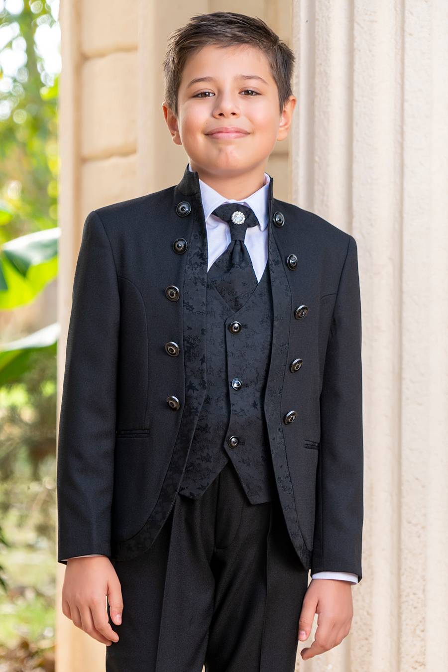 BJ20325 Black Or Navy blue tuxedo suit for boys - Image 2