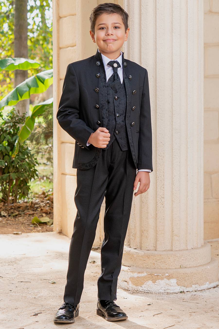 BJ20325 Black Or Navy blue tuxedo suit for boys - Image 6