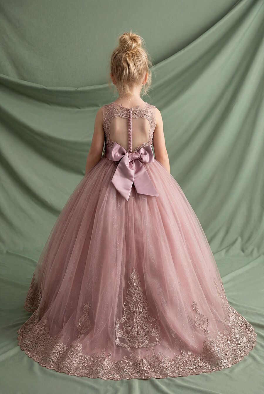 9028 Mocha ballgown with vintage gold embroidery - Image 5